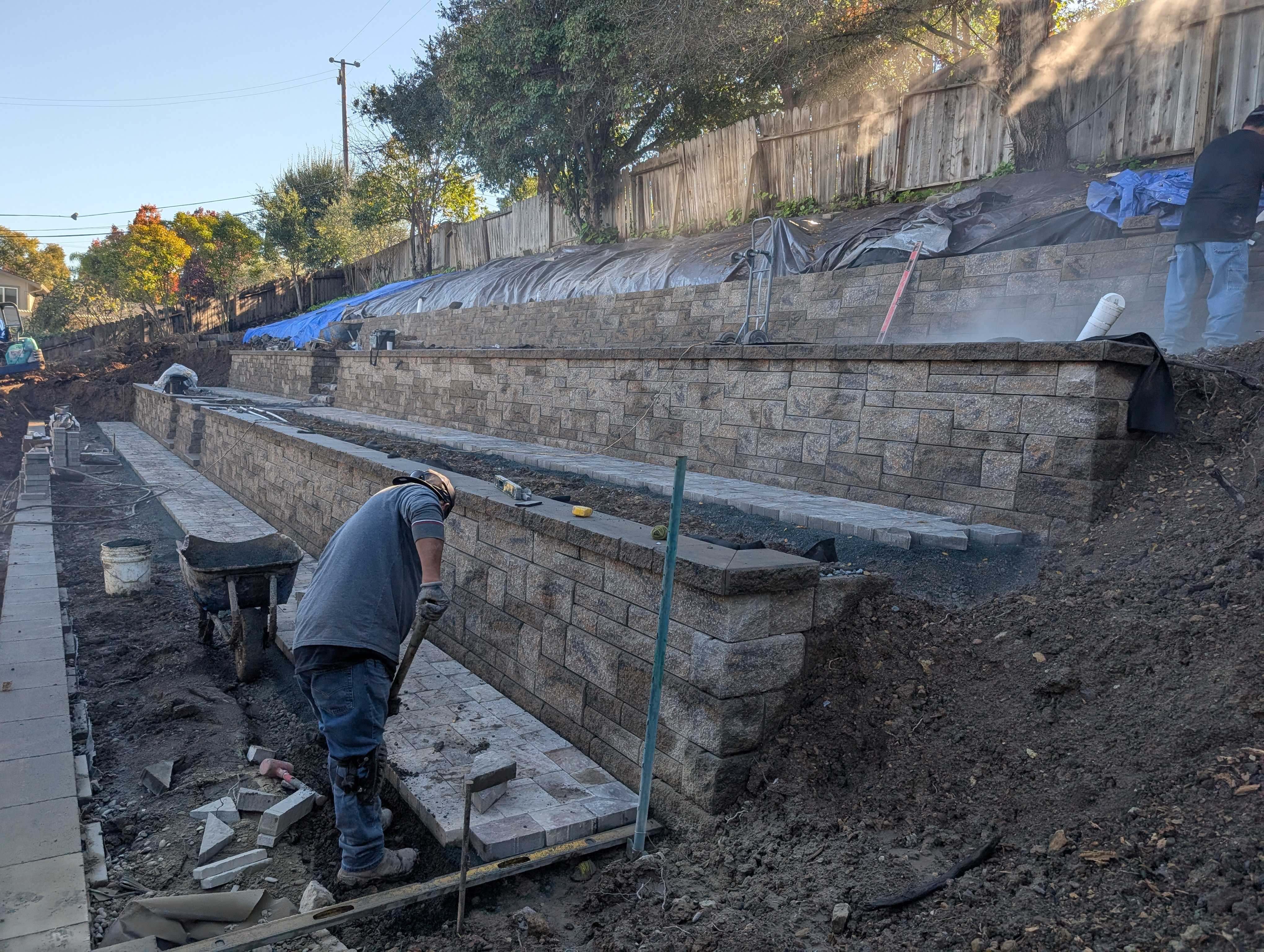 fg-pavers-and-turf-san-jose-retaining-walls-pavers-lighting-progress-134.jpg Paver path alignment checks (progress).